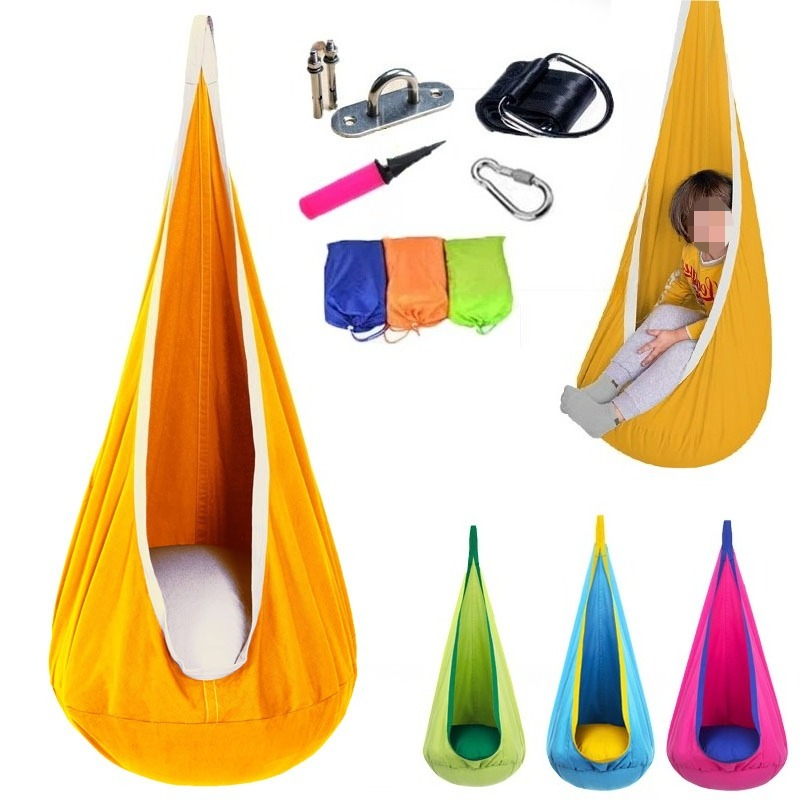 Kids Yellow Outdoor Chair - Columpio de algodón para niños, hamaca
