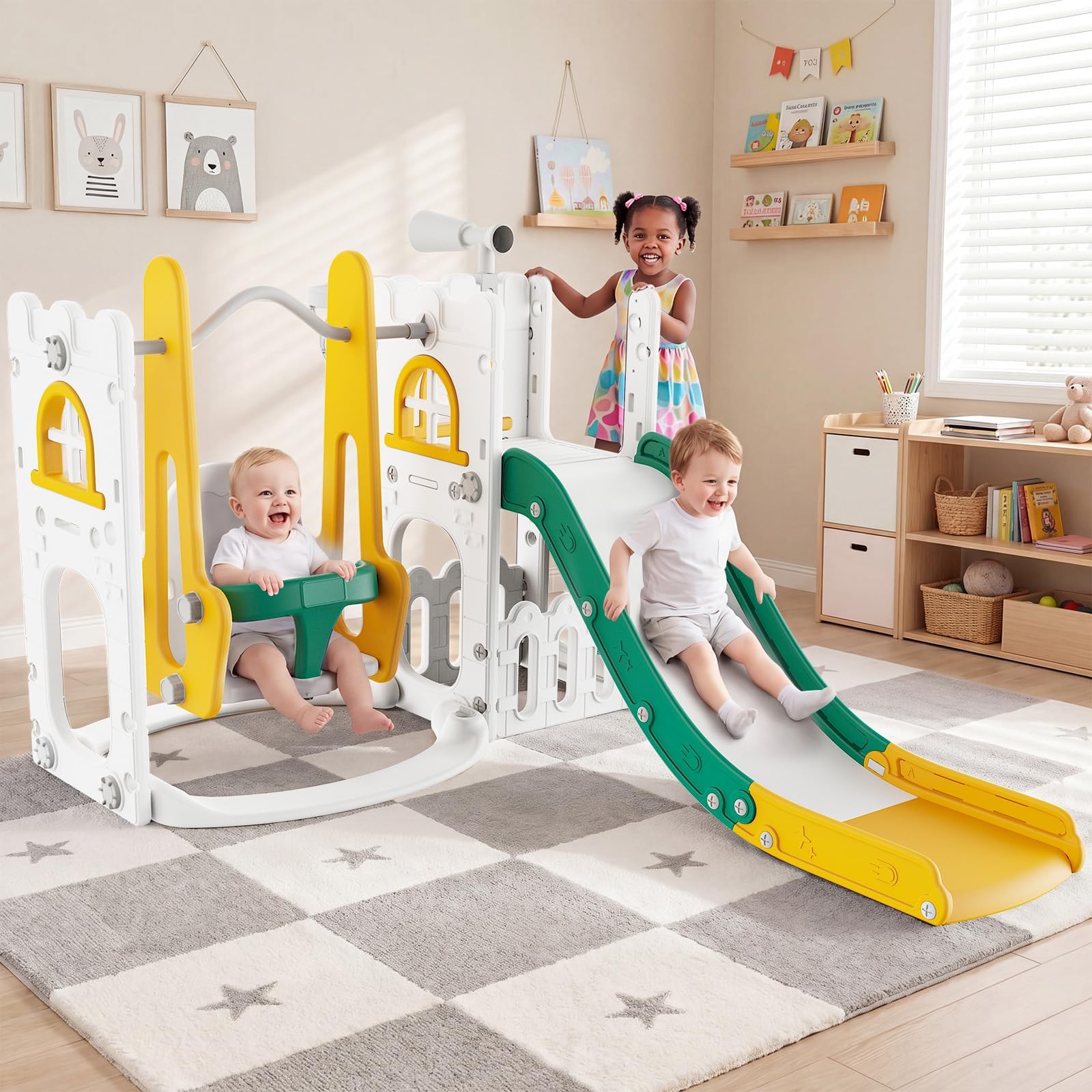 Kids Outdoor Climber - Juego de tobogán y columpio 7