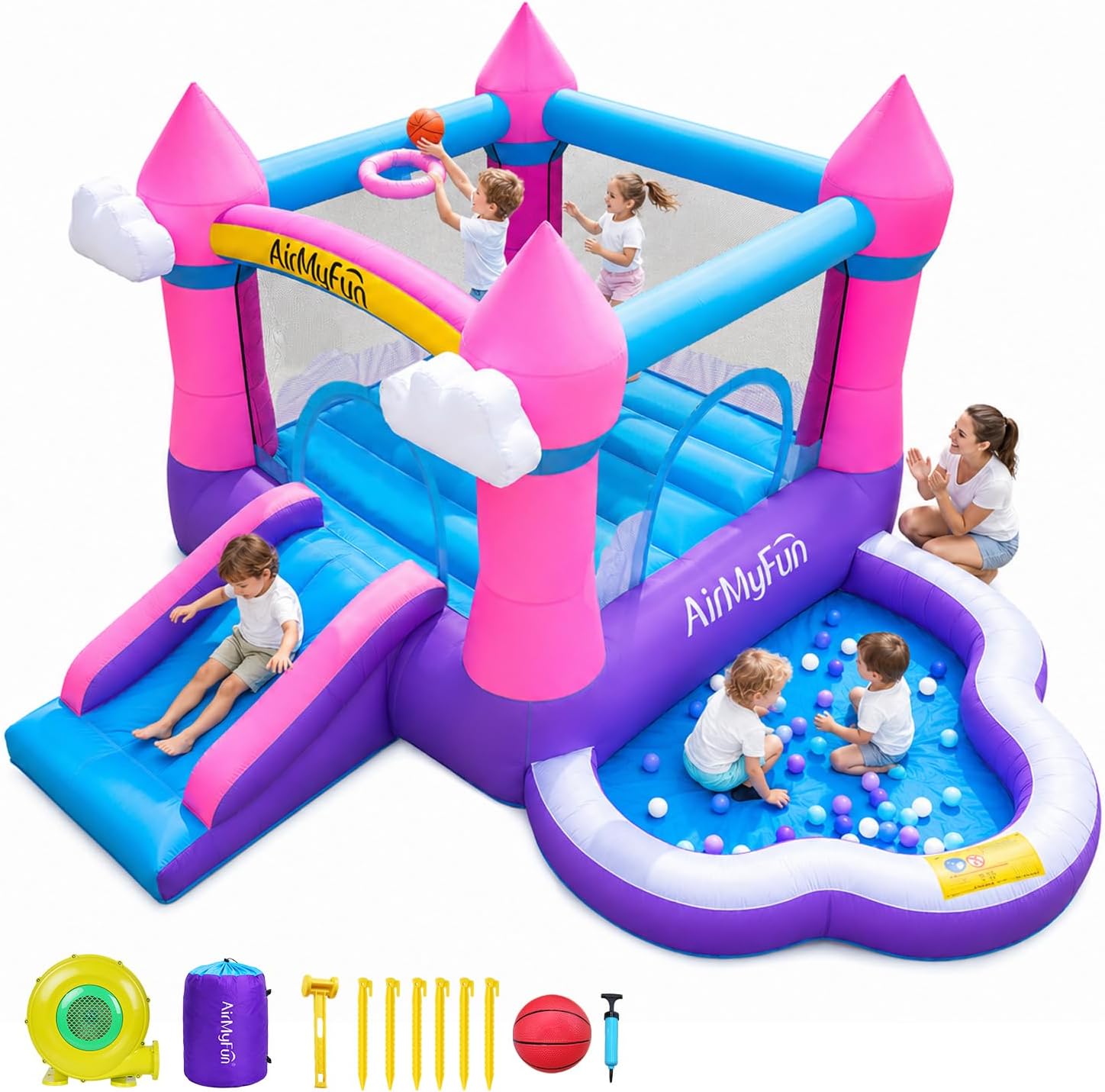Kids Outdoor Pool - Castillo Inflable Rosa para Niños de