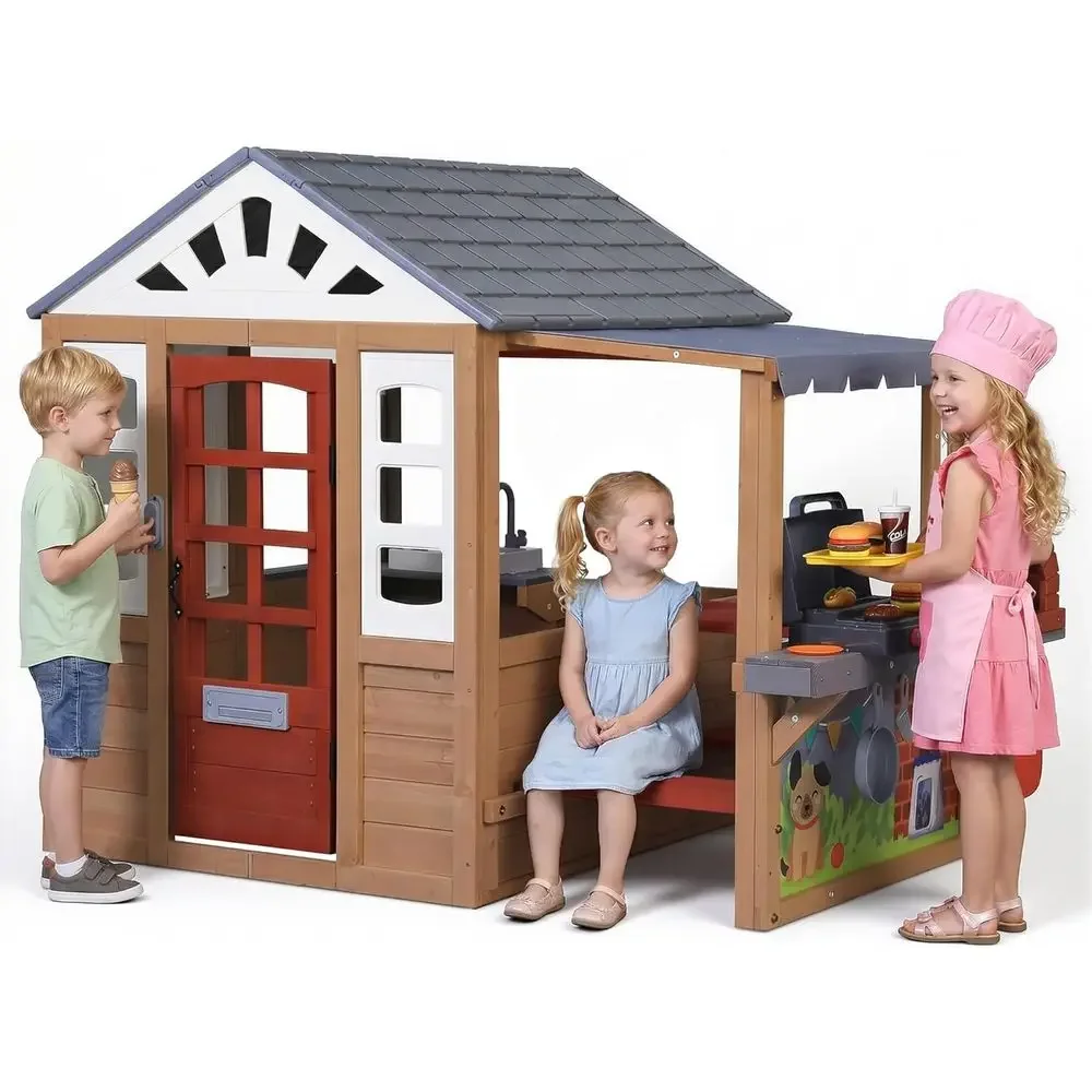 Kids Outdoor Play Table - Casa de juegos de madera para