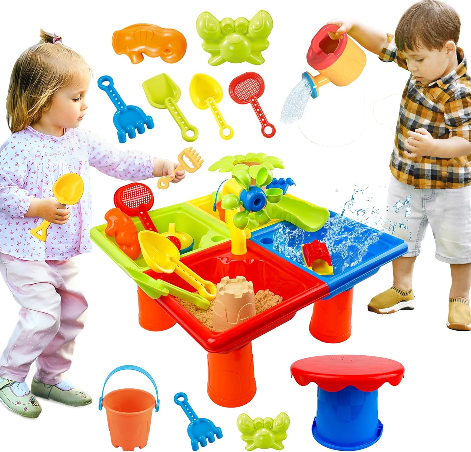 Kids Outdoor Sensory Table - Juguete sensorial 4 en 1 para