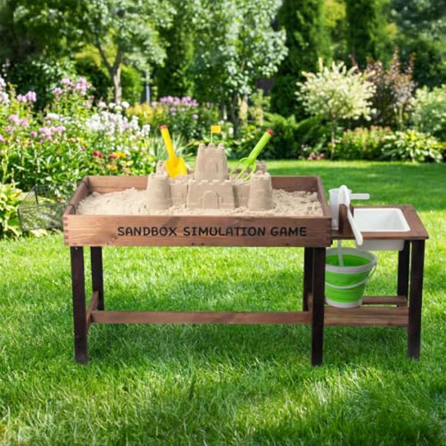 Kids Outdoor Sensory Table - Mesa de arena de madera para