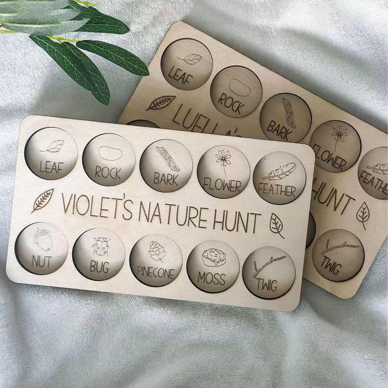 Kids Outdoor Nature Scavenger Hunt - Letrero de Madera Personalizado para Caza