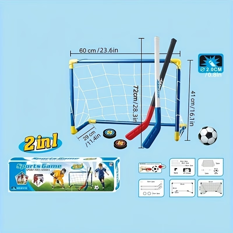 Juego de Hockey y Fútbol 2 en  - Kids Outdoor Hockey Set reseña y precio