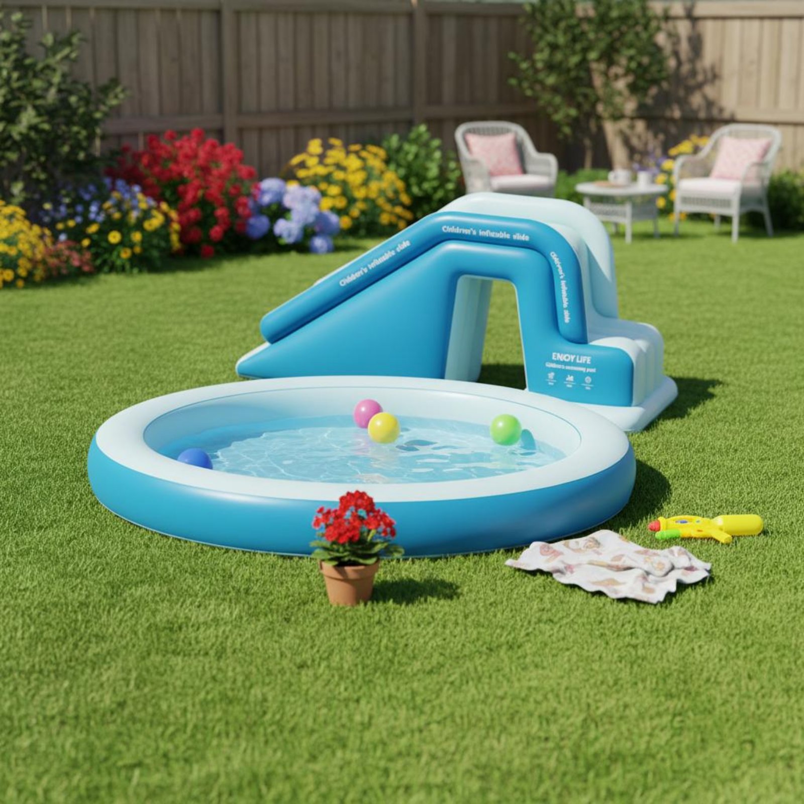 Tobogán Inflable para Piscina, - Kids Outdoor Pool reseña y precio