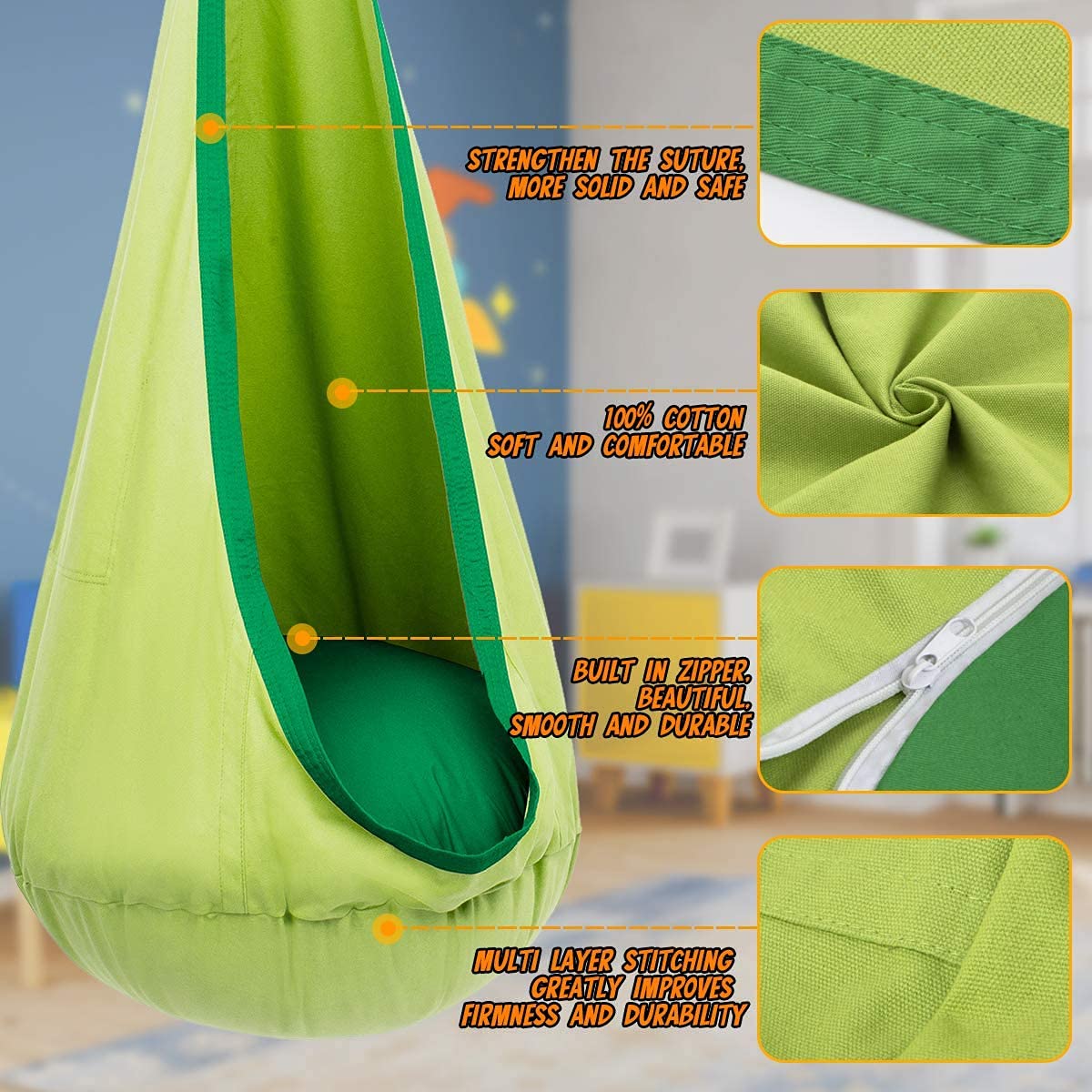 Columpio de algodón para niños - Kids Yellow Outdoor Chair reseña y precio