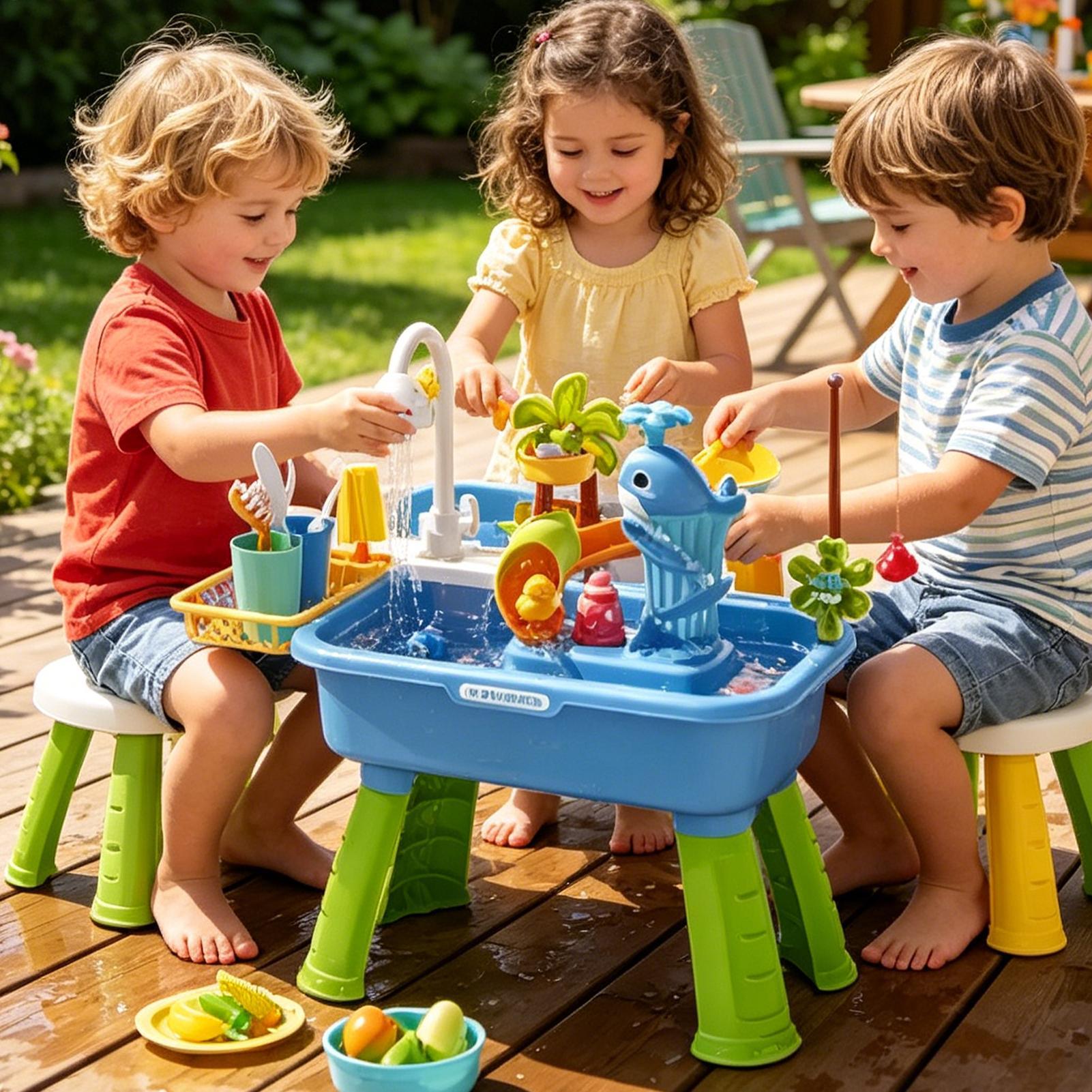 Mesa de juegos acuáticos para  - Kids Outdoor Sensory Table reseña y precio