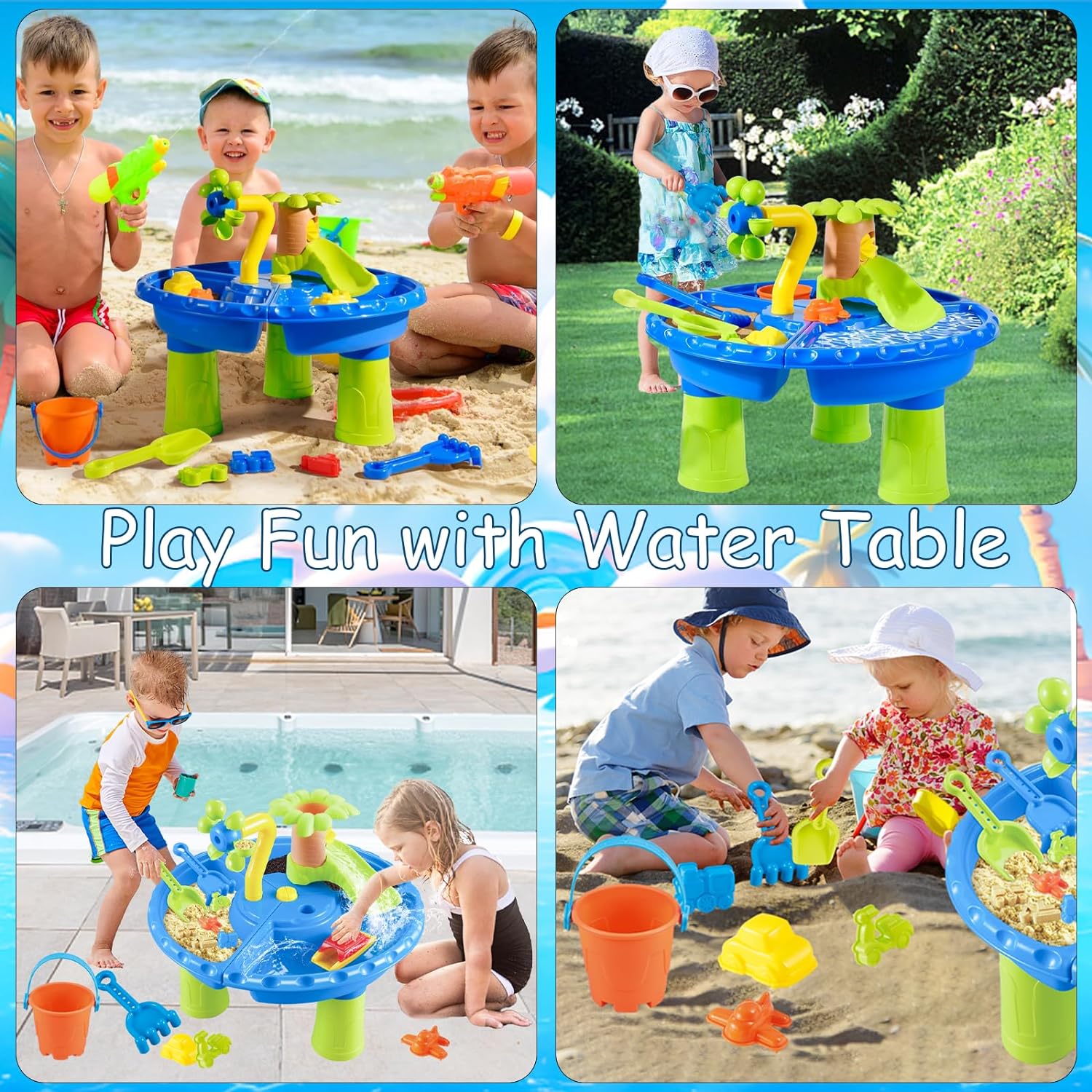 Caja de arena de mesa de agua  - Kids Outdoor Sensory Table reseña y precio