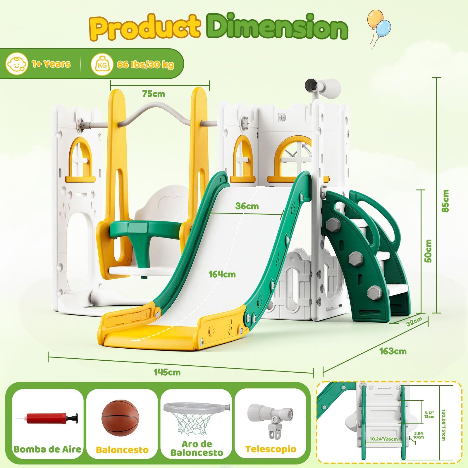 Juego de tobogán y columpio 7  - Kids Outdoor Climber reseña y precio