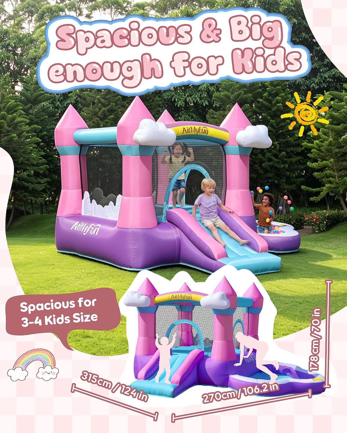 Castillo Inflable Rosa para Ni - Kids Outdoor Pool reseña y precio