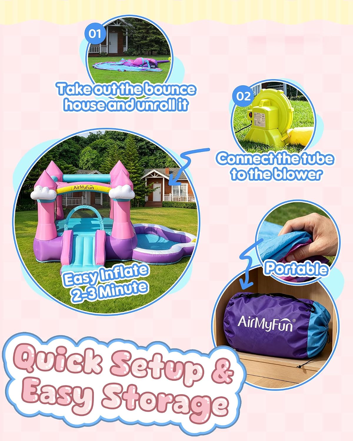 Castillo Inflable Rosa para Ni - Kids Outdoor Pool reseña y precio