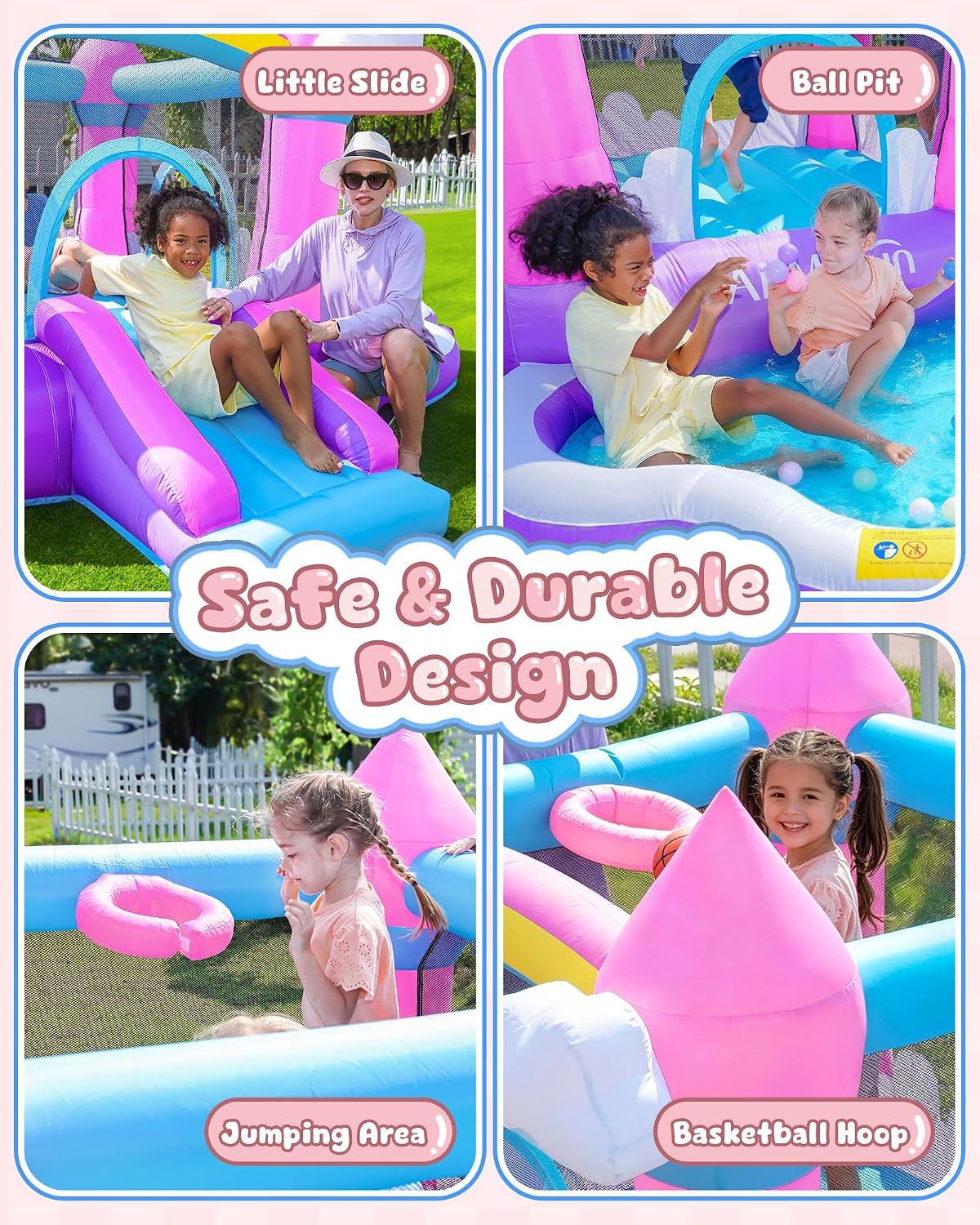 Castillo Inflable Rosa para Ni - Kids Outdoor Pool reseña y precio