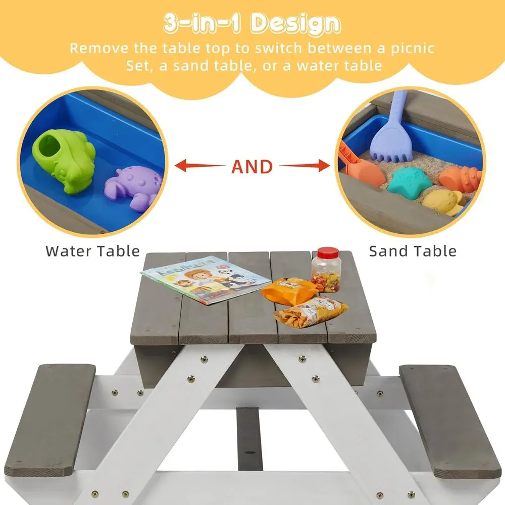 Mesa de Picnic Convertible 3 e - Kids Outdoor Play Table reseña y precio