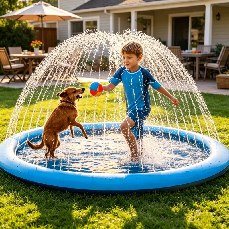 Alfombrilla inflable grande de - Sprinkler Splash Pad reseña y precio