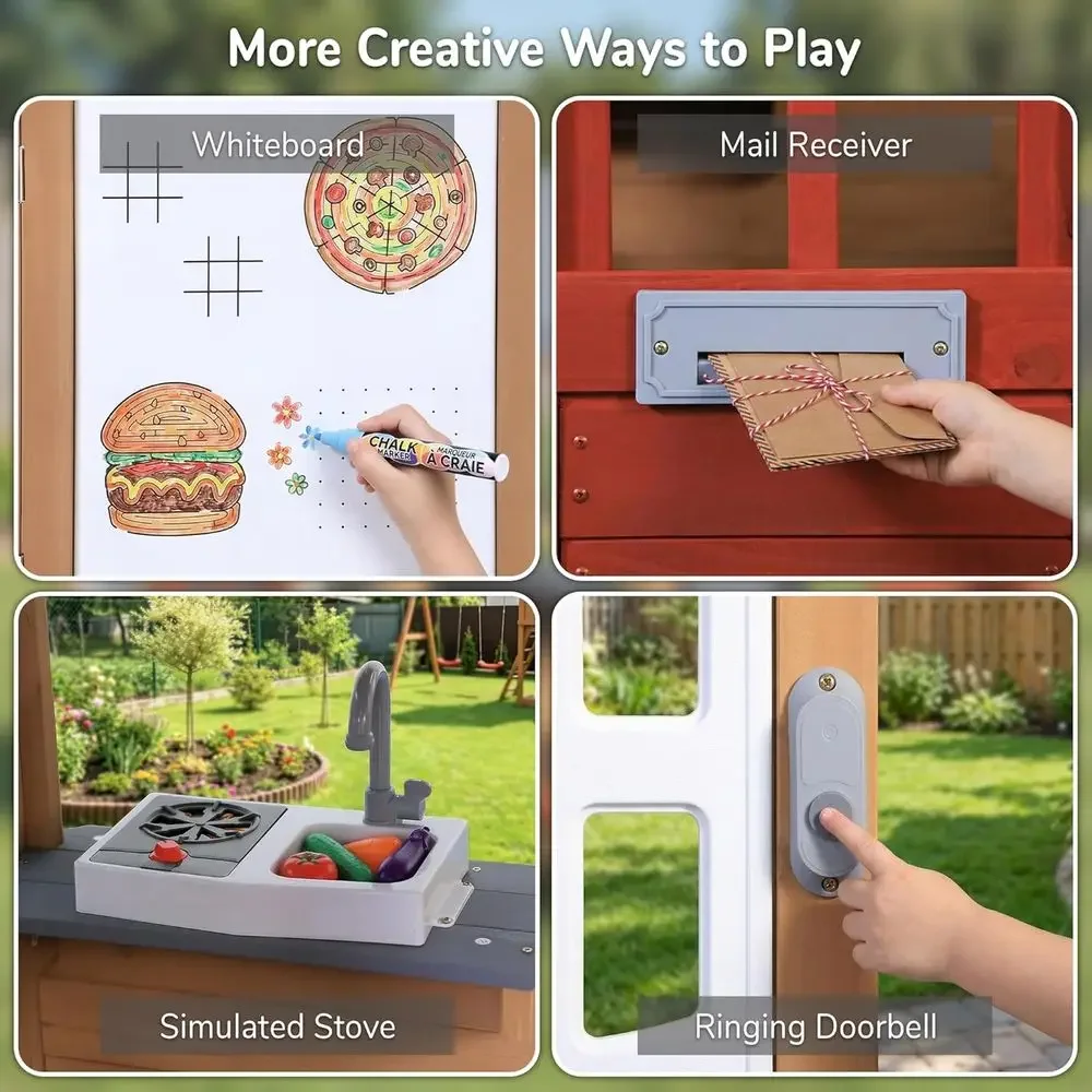 Casa de juegos de madera para  - Kids Outdoor Play Table reseña y precio