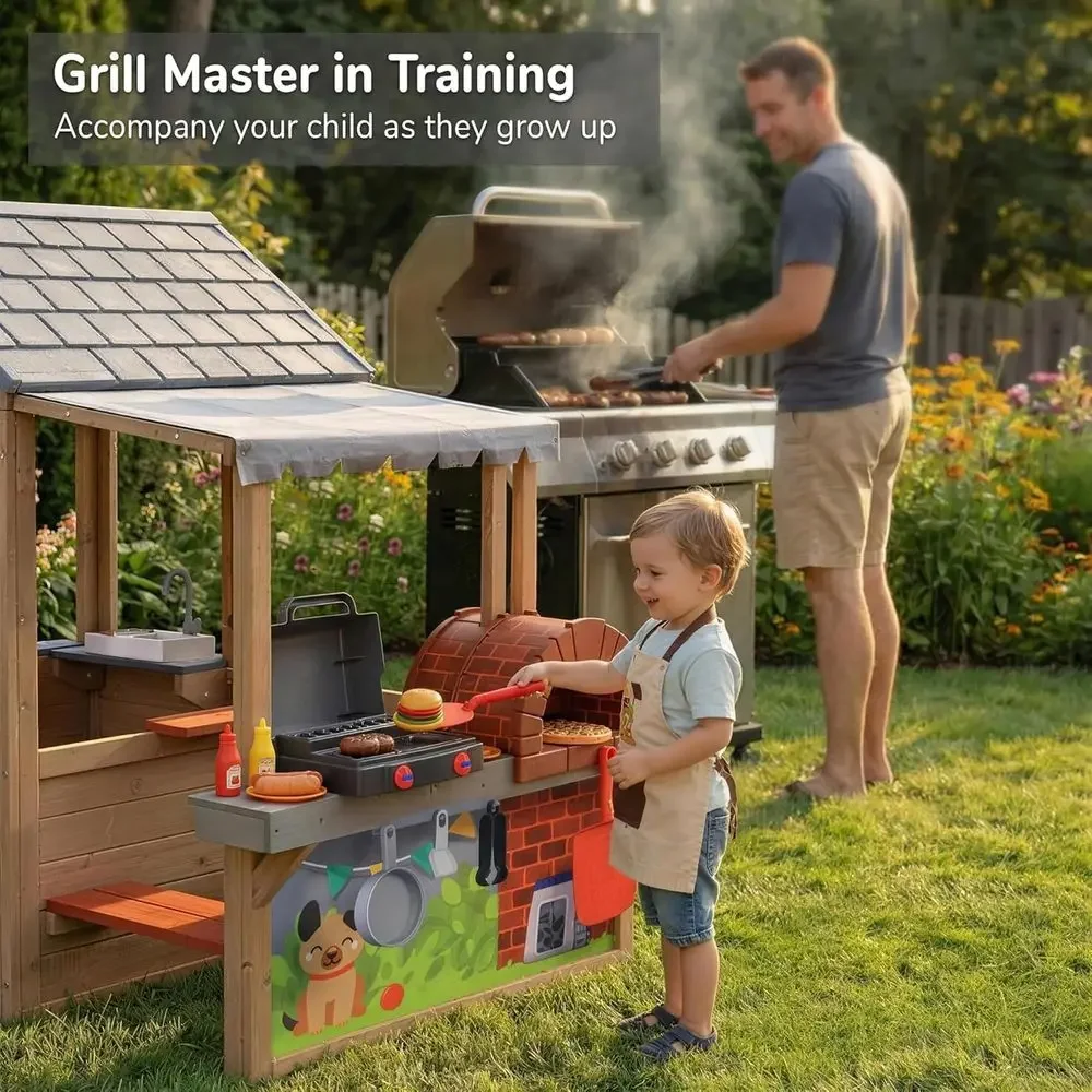 Casa de juegos de madera para  - Kids Outdoor Play Table reseña y precio