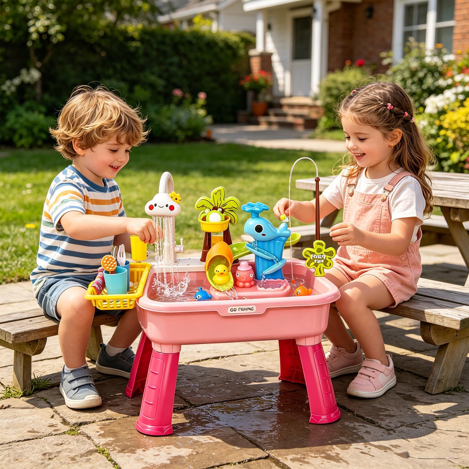 Mesa de agua mejorada para niñ - Kids Outdoor Sensory Table reseña y precio
