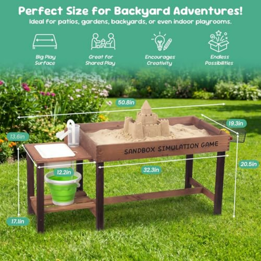 Mesa de arena de madera para e - Kids Outdoor Sensory Table reseña y precio