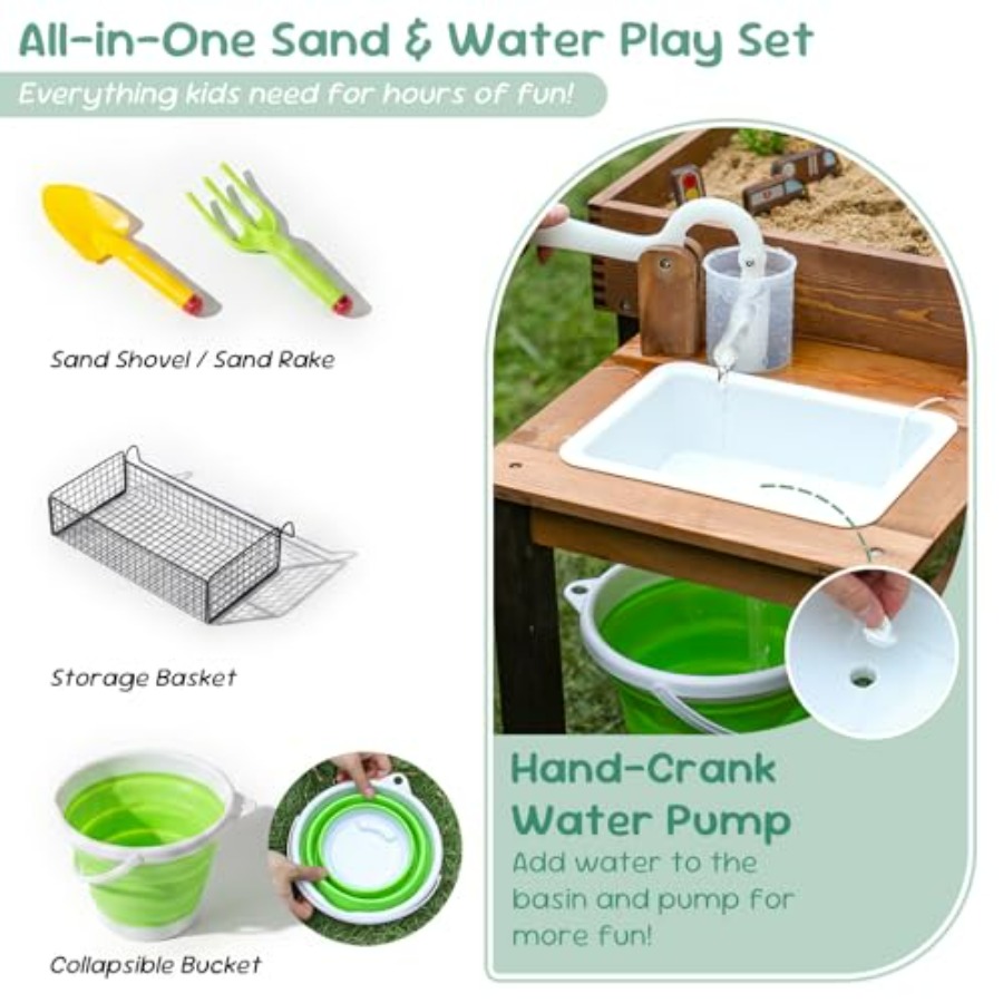 Mesa de arena de madera para e - Kids Outdoor Sensory Table reseña y precio